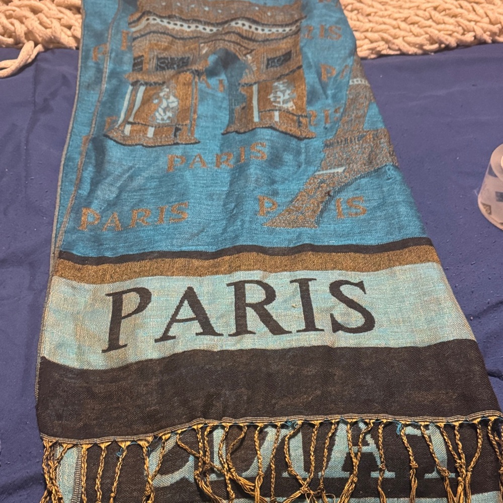 Paris Blues Teal and Brown Scarf